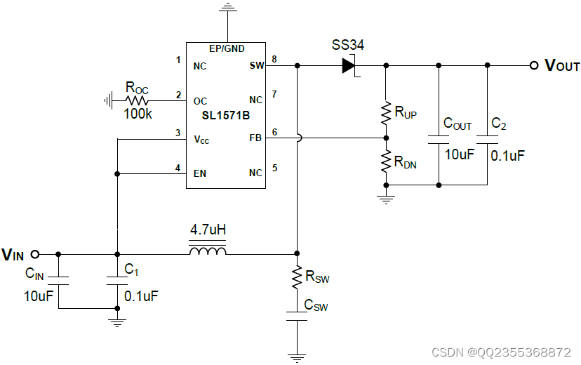 SL1571B升压恒压IC 耐压5.5V内置MOS管 电流3A,小尺寸的解决方案