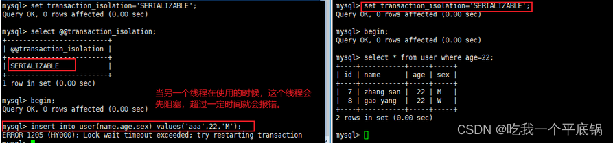 MySQL----事务的隔离级别(附带每一级别实例截图)