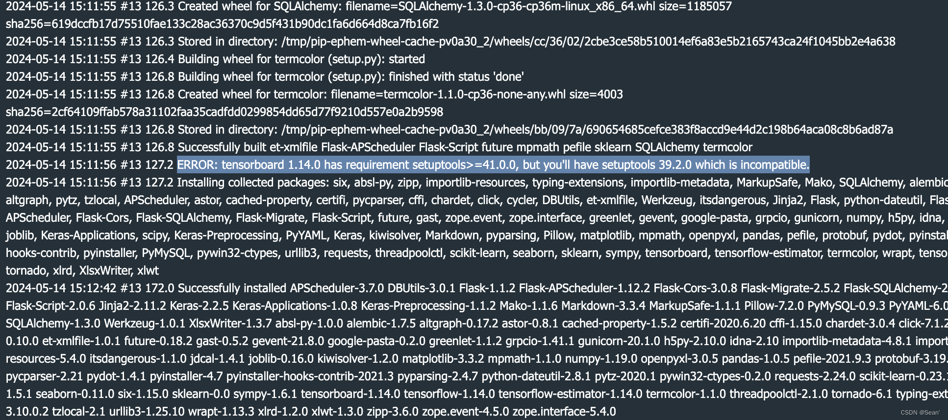 ERROR: tensorboard 1.14.0 has requirement setuptools＞=41.0.0（问题解决）