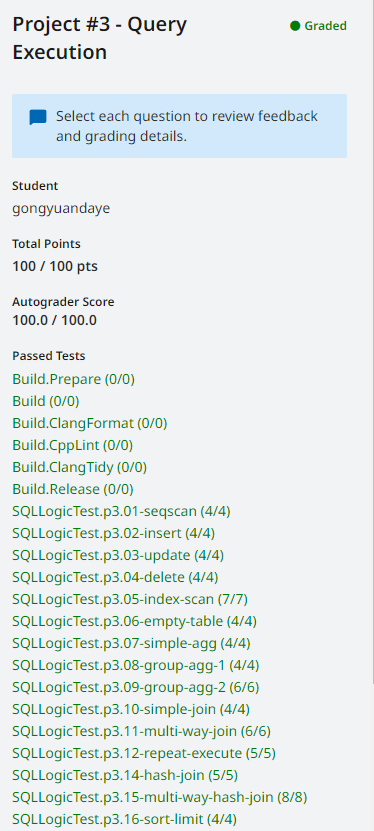 CMU15-445-Spring-2023-Project #3 - Query Execution