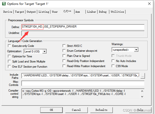 ..\USER\stm32f10x.h(298): error: #67: expected a “}“