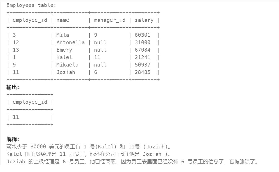 37 - 上级经理已离职的公司员工（高频 SQL 50 题基础版)