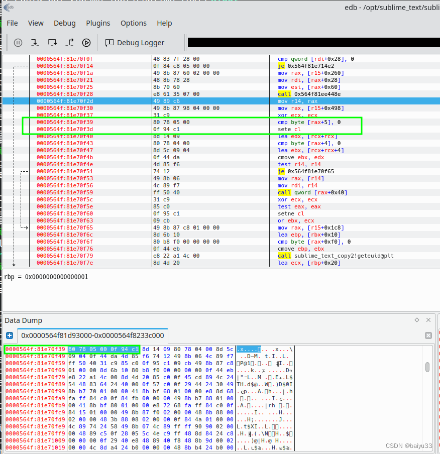 Sublime Text4 crack时替换的汇编指令