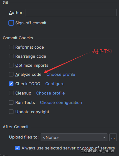 idea中git提交代码出现：commit and push checks failed