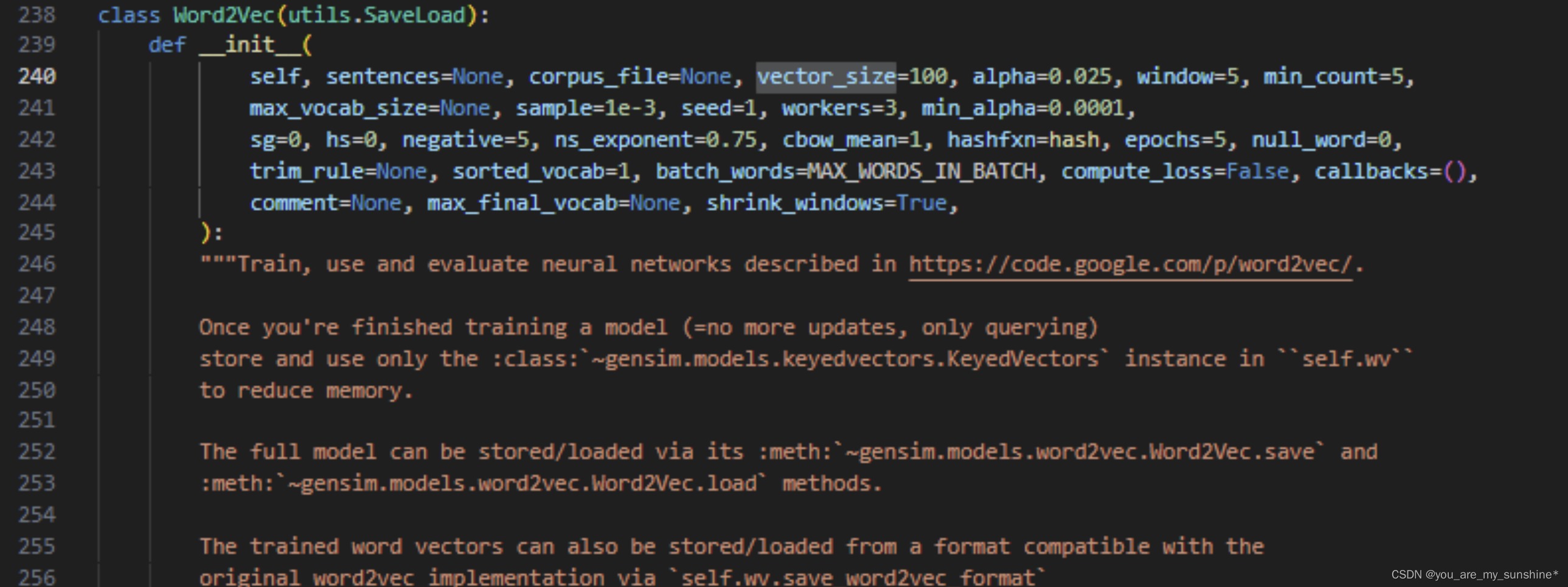 w2v参数报错_TypeError: init() got an unexpected keyword argument ‘size‘