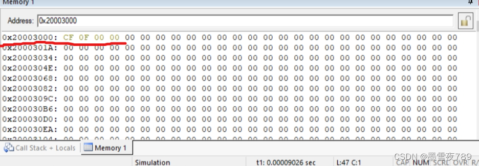 在STM32中给固定的地址写入一个值，并通过memory窗口进行查看