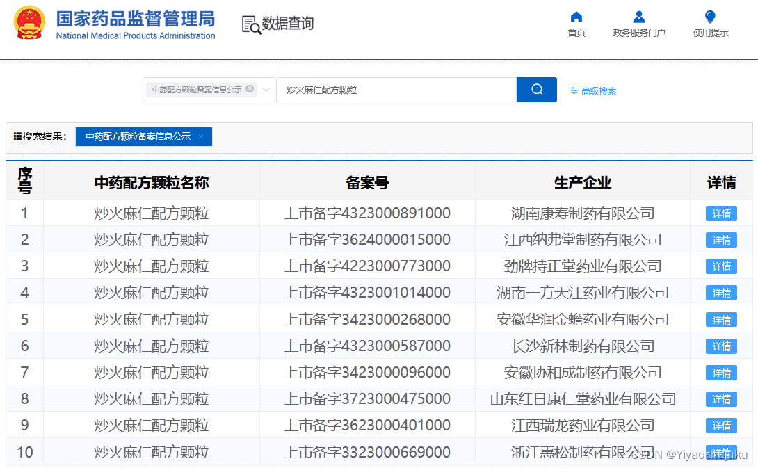 中药配方颗粒备案信息数据库＜2.5W+备案＞