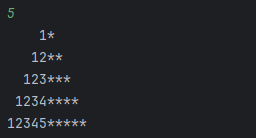 实现打印一个数字金字塔。例如：输入5，图形如下图所示