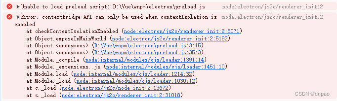 Error: contextBridge API can only be used when contextIsolation is enabled