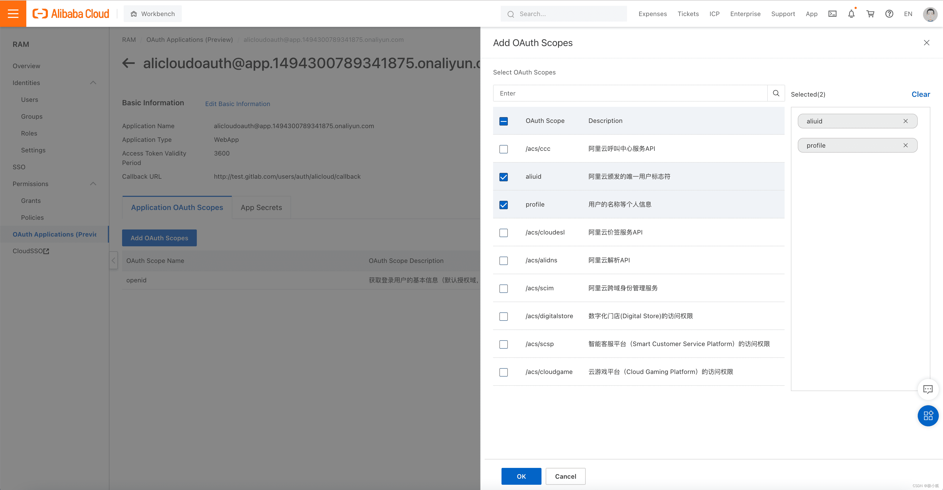 极狐GitLab 使用阿里云作为 OmniAuth 身份验证 provider