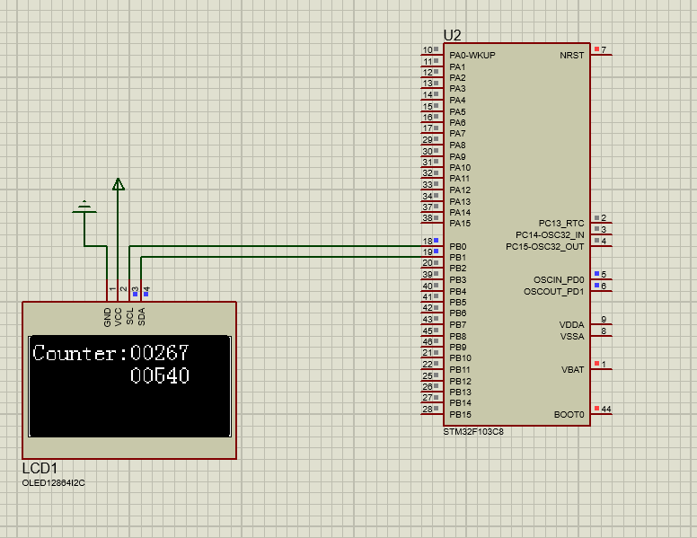 STM32用标准库做定时器定时1秒更新OLED的计数值（Proteus仿真）