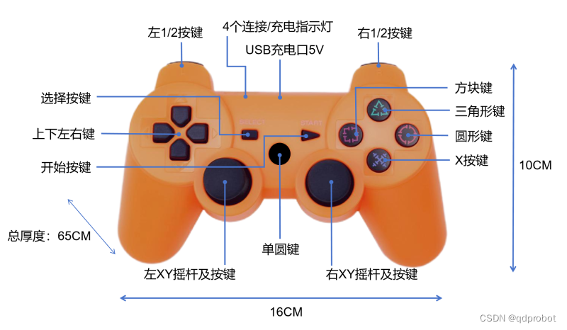 齐护ESP32手柄可Arduino编程蓝牙无线游戏手柄Mixly Scratch创客竞赛编程手柄