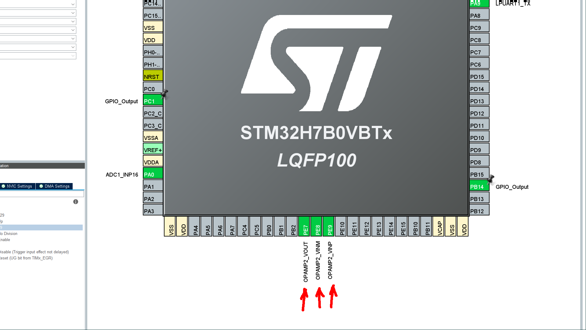 stm32h7b0中的模拟运放