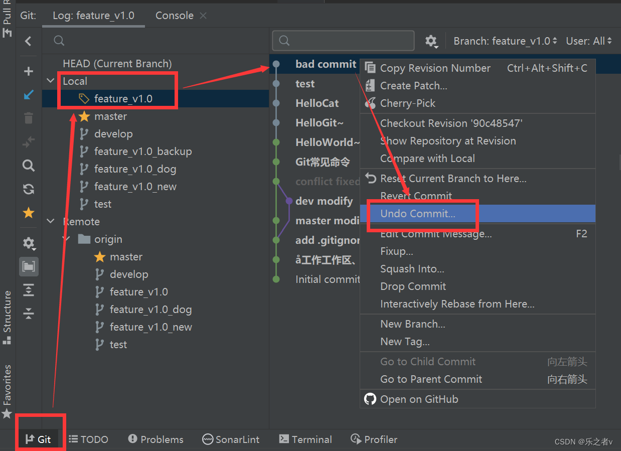 intellij idea 使用git<span style='color:red;'>撤销</span>(取消)<span style='color:red;'>commit</span>