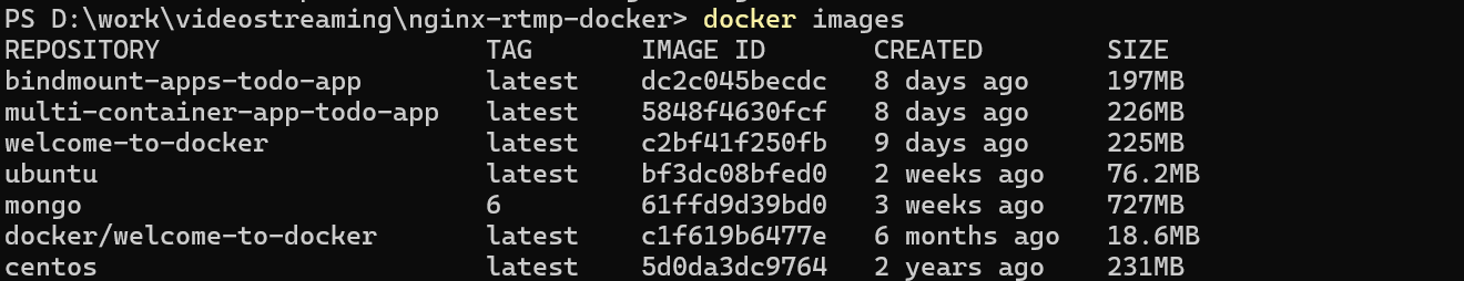 docker images