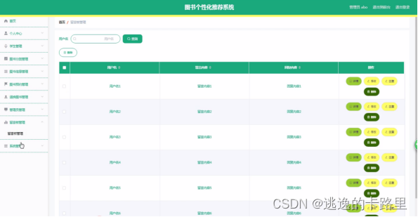 图5-12留言板管理界面图