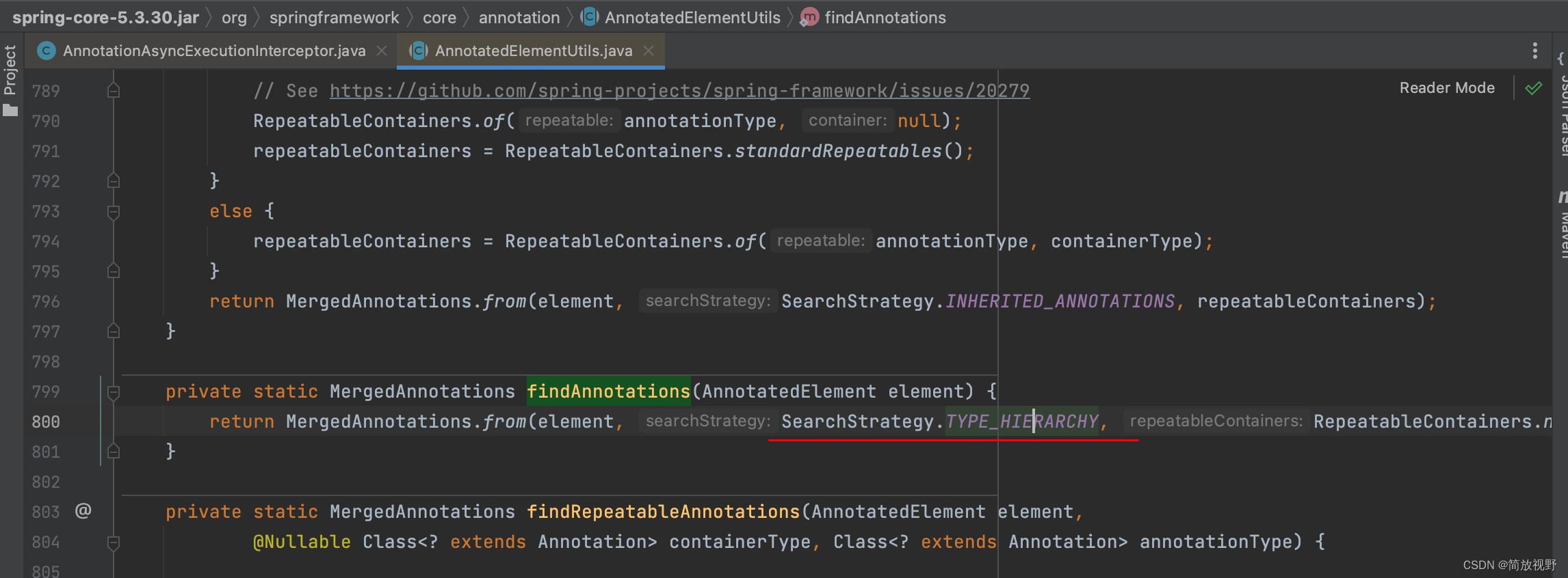 AnnotatedElementUtils.findAnnotations()