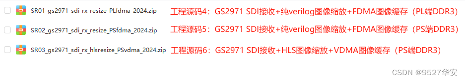 FPGA高端项目：FPGA基于GS2971的SDI视频接收+图像缩放，提供3套工程源码和技术支持