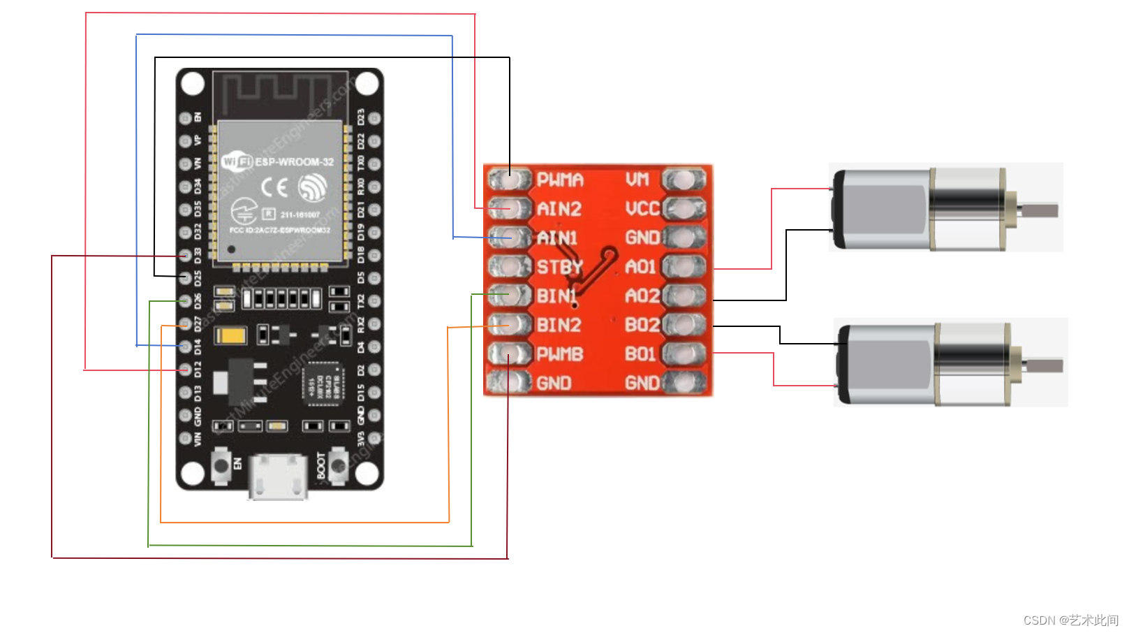 ESP32—TB6612FNG直流电机驱动（<span style='color:red;'>arduion</span><span style='color:red;'>串口</span><span style='color:red;'>通信</span><span style='color:red;'>控制</span>电机转速）