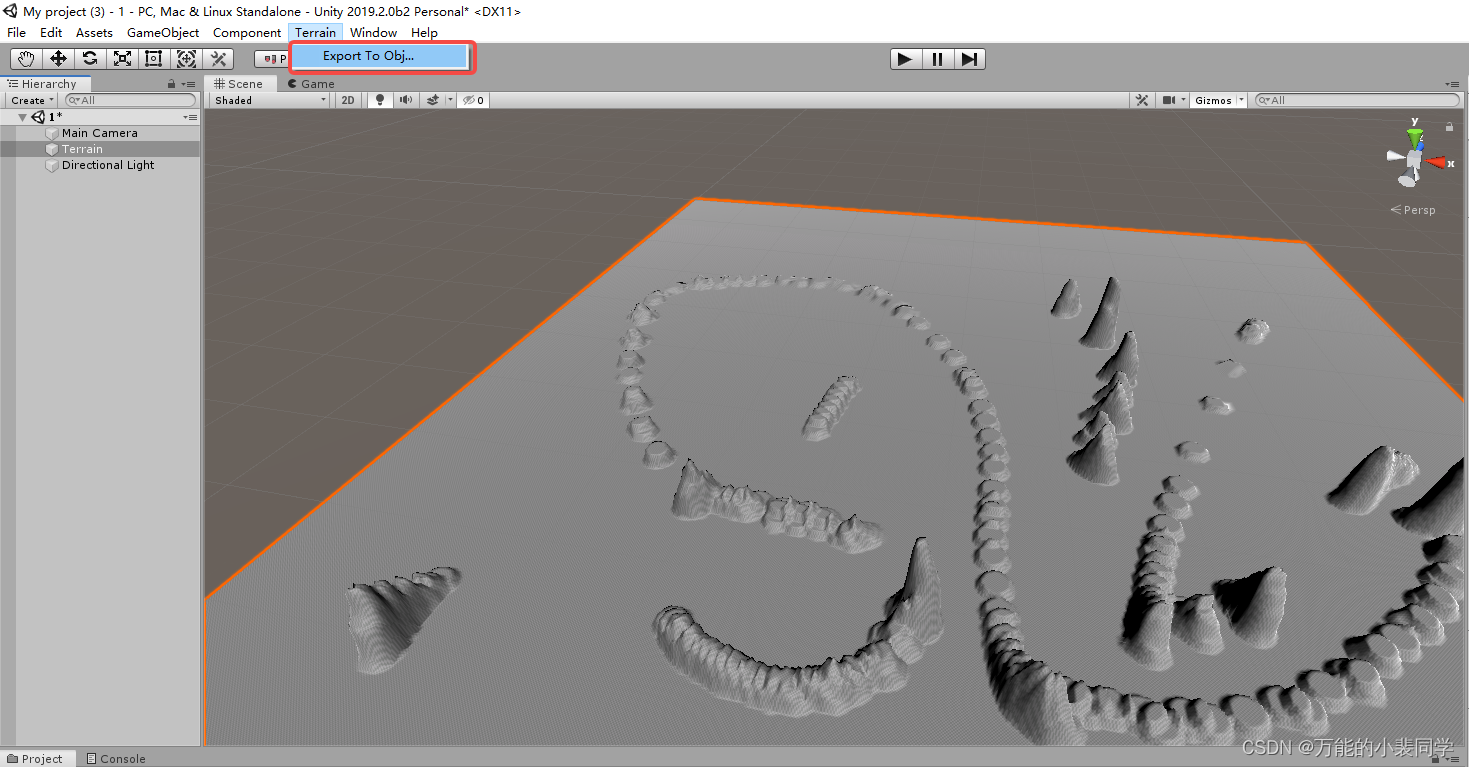C# Unity将地形(Terrain)导出成obj文件