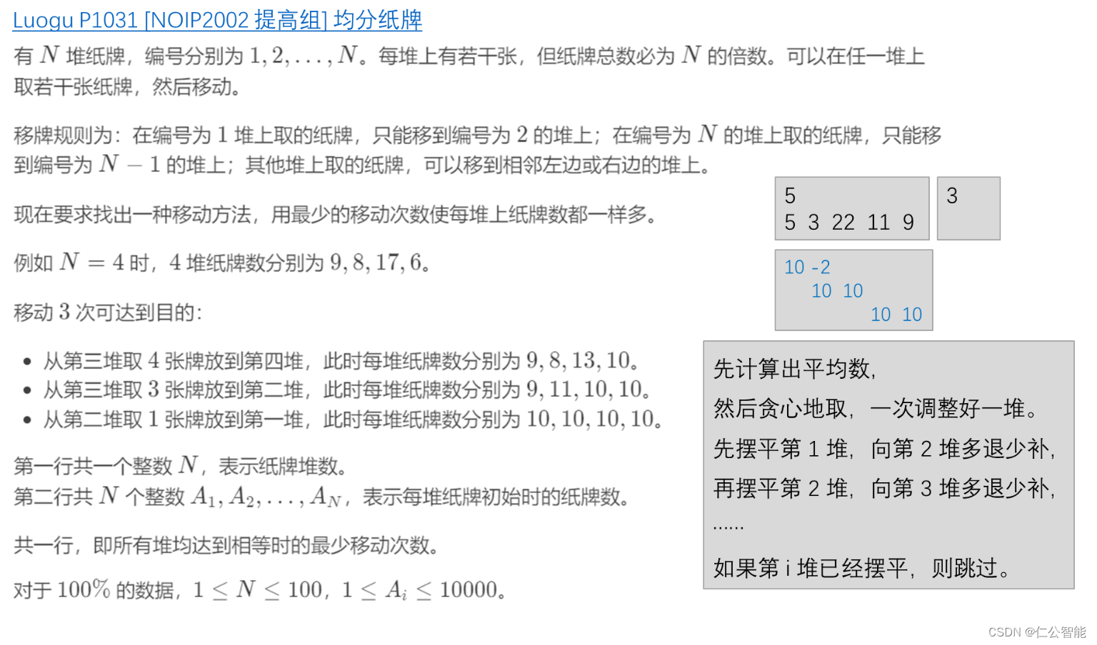 贪心算法（算法竞赛、蓝桥杯）--均分纸牌