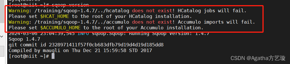 Sqoop “hcatalog does not exist!” 提示信息消除方法