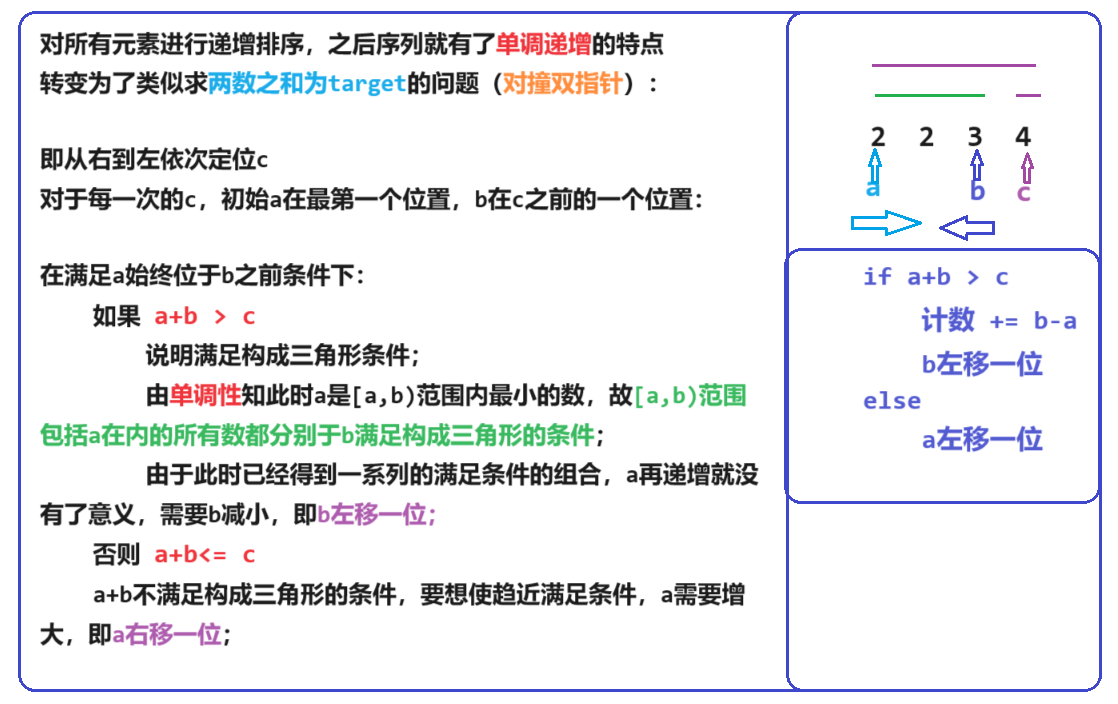 专题一 -双指针 - leetcode 611. 有效三角形的个数 | 中等难度