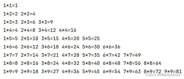 Python小案例：99乘法表打印