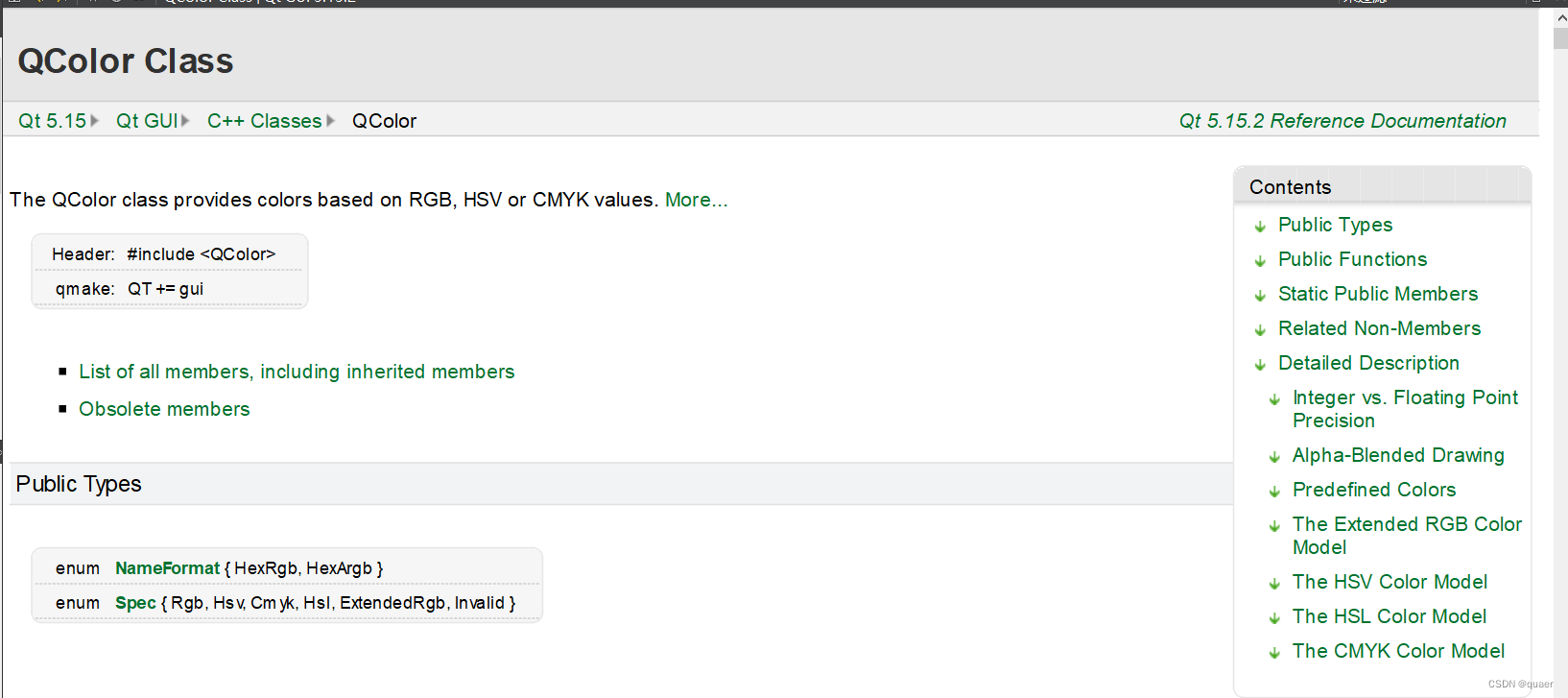 QColor官网文档简介
