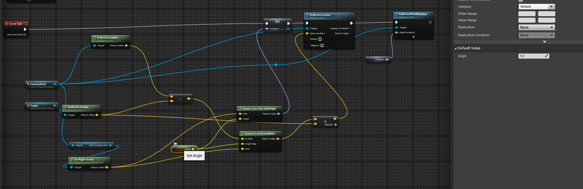 UE4 相机围绕某点旋转