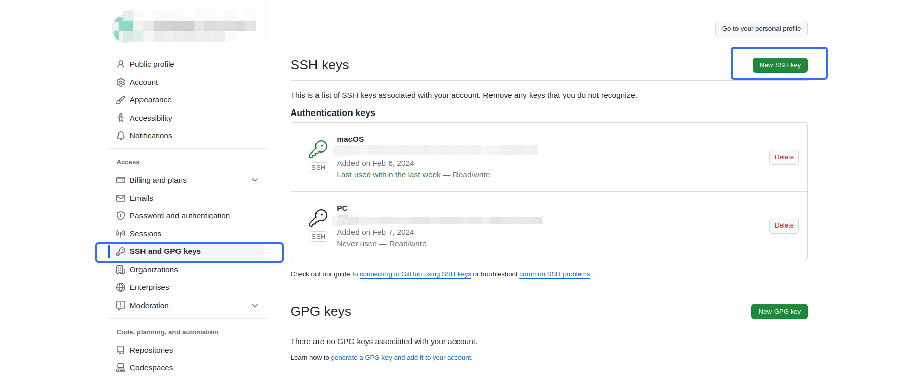 github使用问题汇总 Permission denied (publickey).