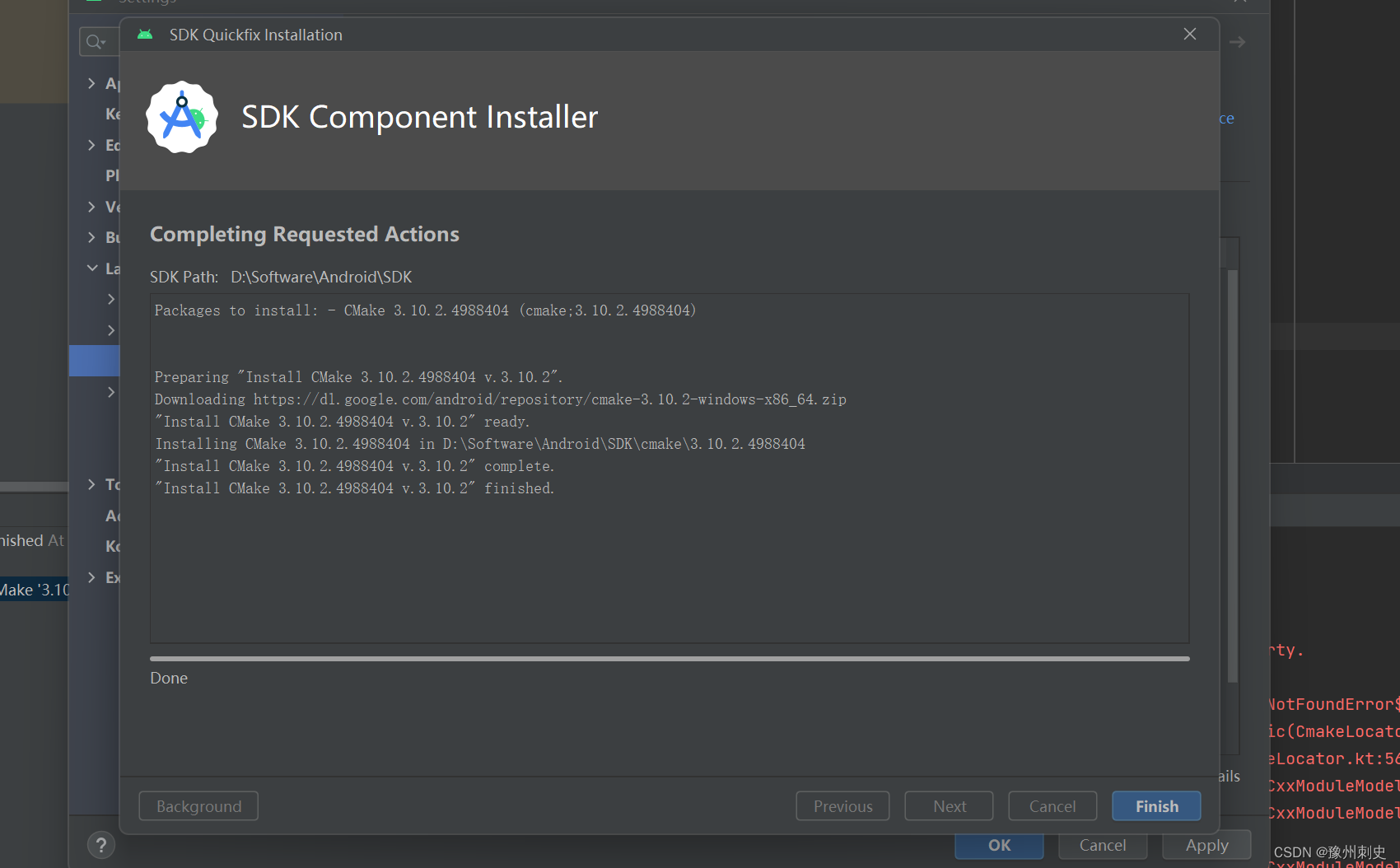 CMake ‘3.10.2‘ was not found in PATH or by cmake.dir property.