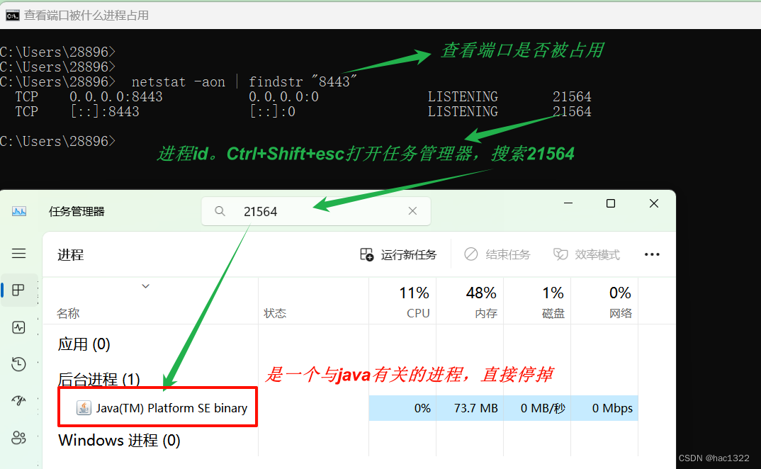 java项目跑不起来 端口已被使用