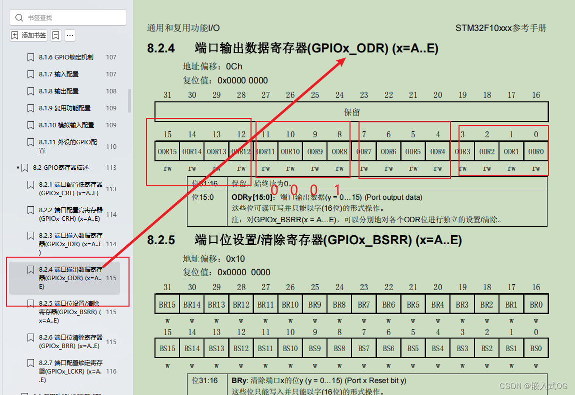 图3.33GPIOB->ODR = 0x00000100;//led灭