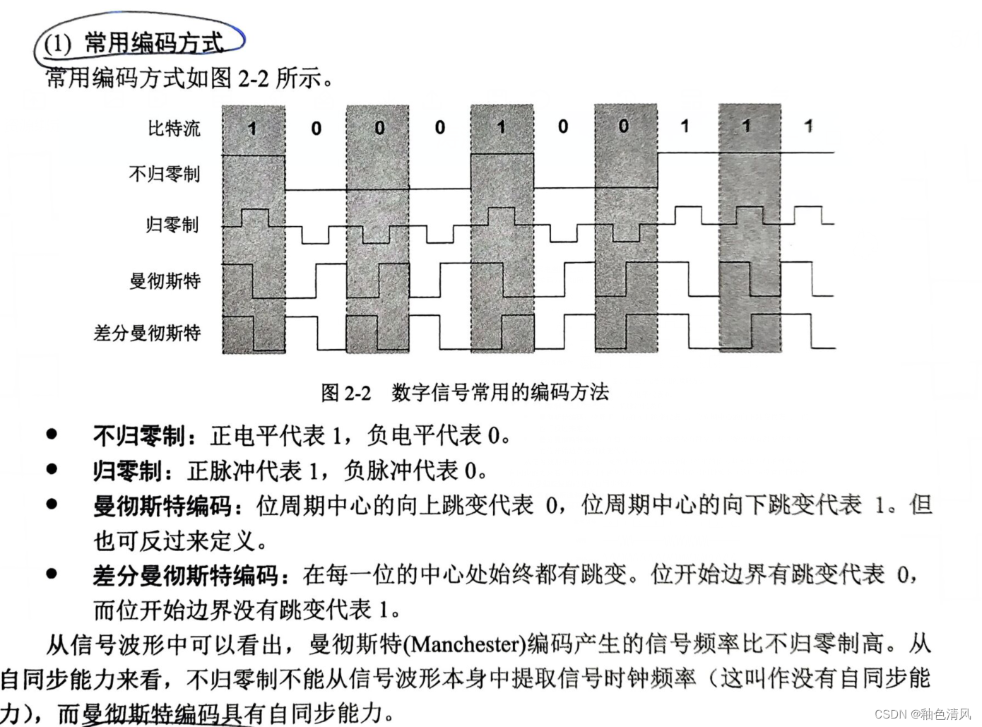 【计算机网络】常用编码方式+例题(曼彻斯特编码、差分曼彻斯特编码...)