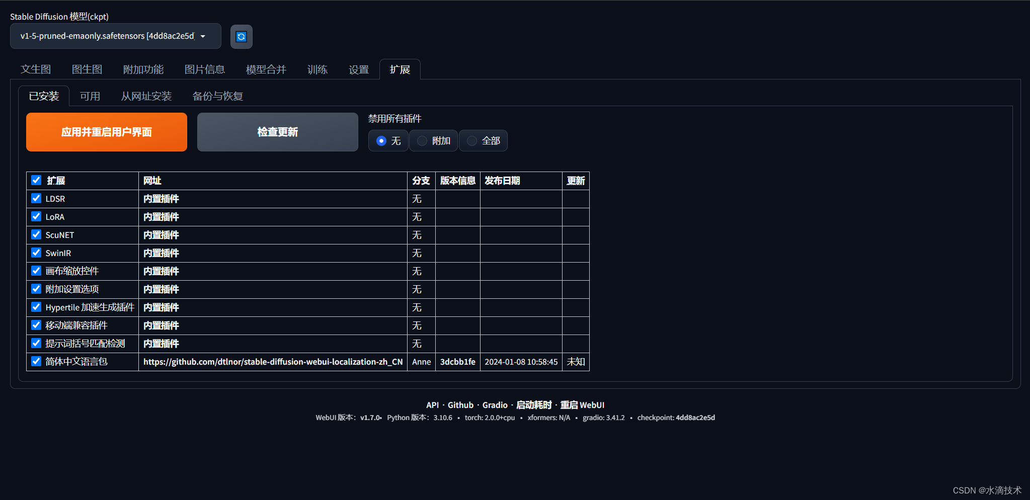 Stable Diffusion WebUI 界面介绍