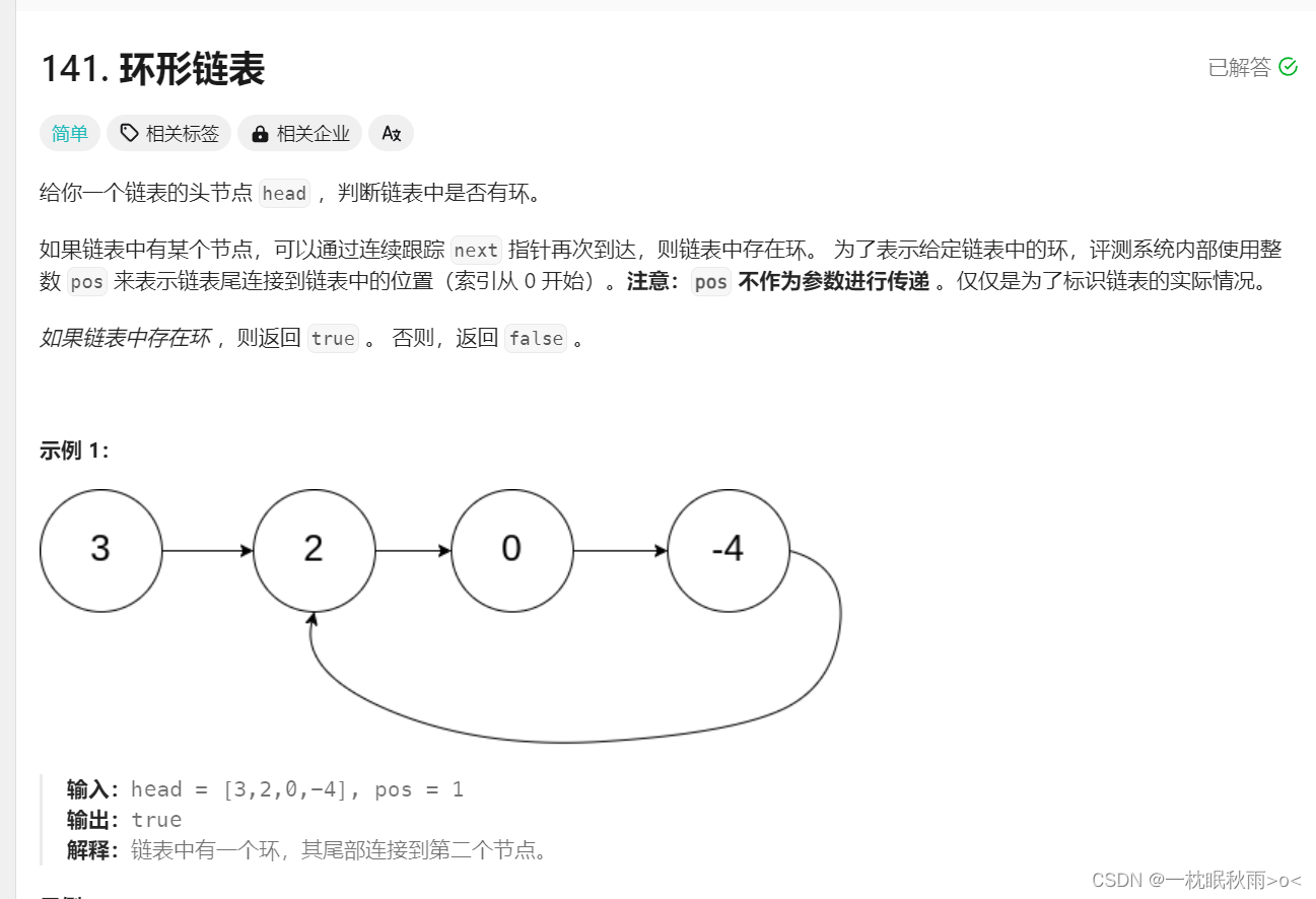 Leecode之环形链表