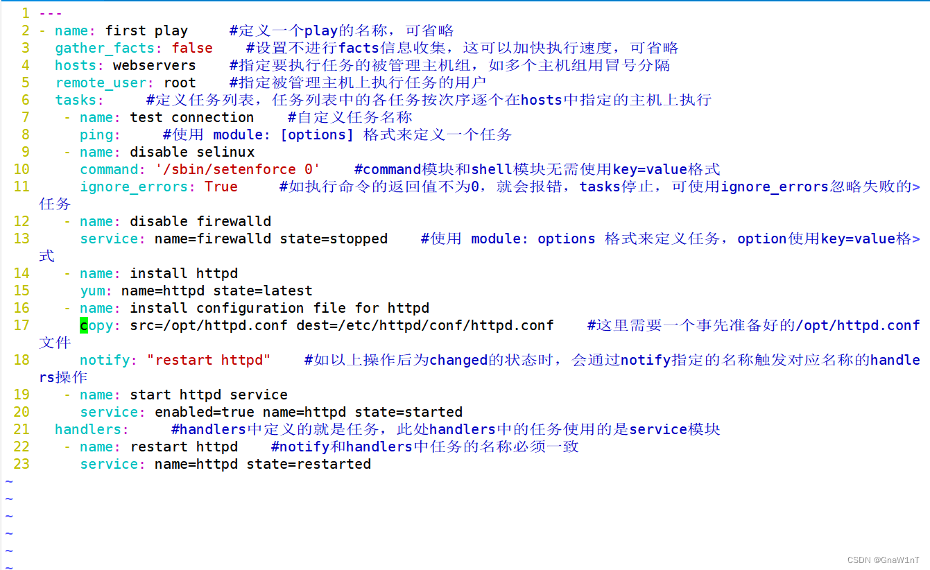 <span style='color:red;'>Ansible</span><span style='color:red;'>的</span><span style='color:red;'>脚本</span> --- <span style='color:red;'>playbook</span> <span style='color:red;'>剧本</span>