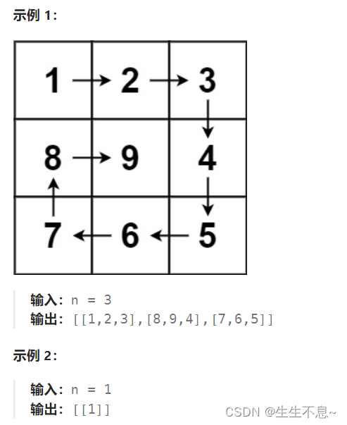 力扣59. 螺旋矩阵 II