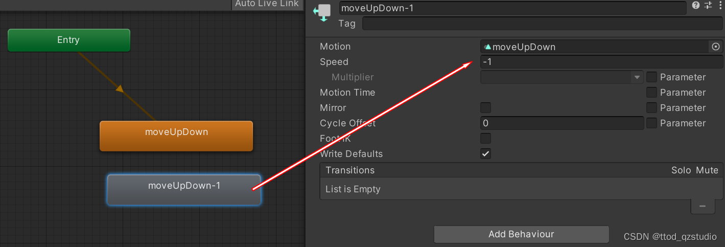 Unity中Animator组件Runtime控制动画的正向和反向播放