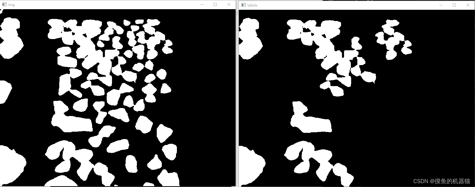 opencv 十六 python下各种连通域处理方法（按面积阈值筛选连通域、按面积排序筛选连通域、连通域分割等方法）