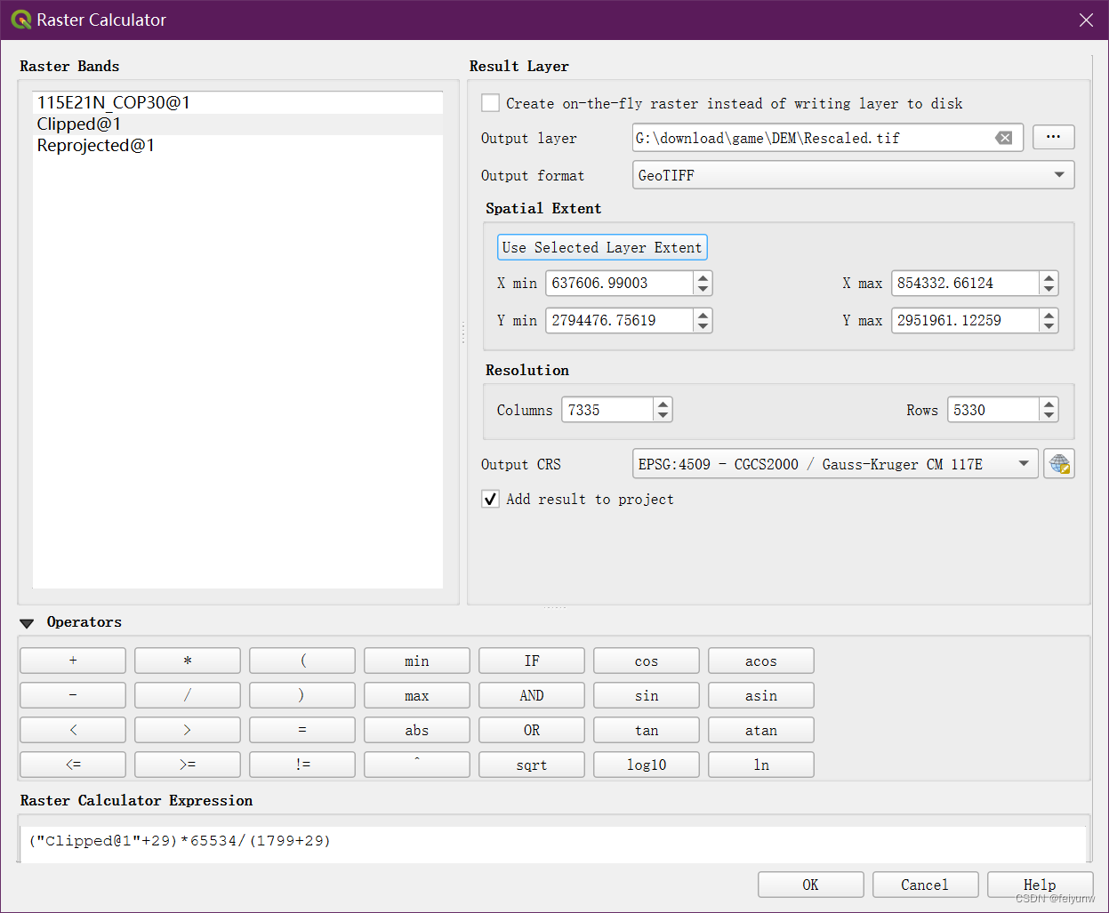 QGIS Rescale by Raster Calculator