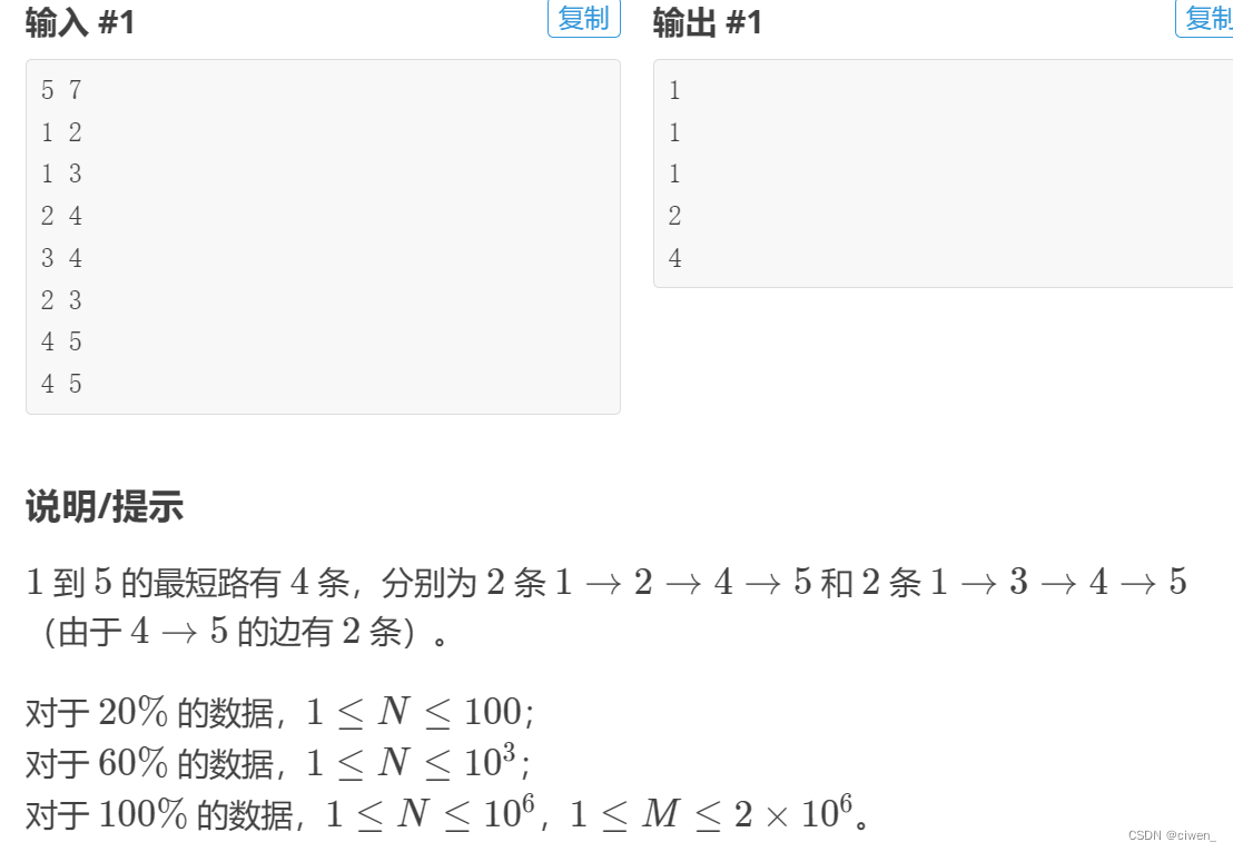 neuq-acm预备队训练week 8 P1144 最短路计数