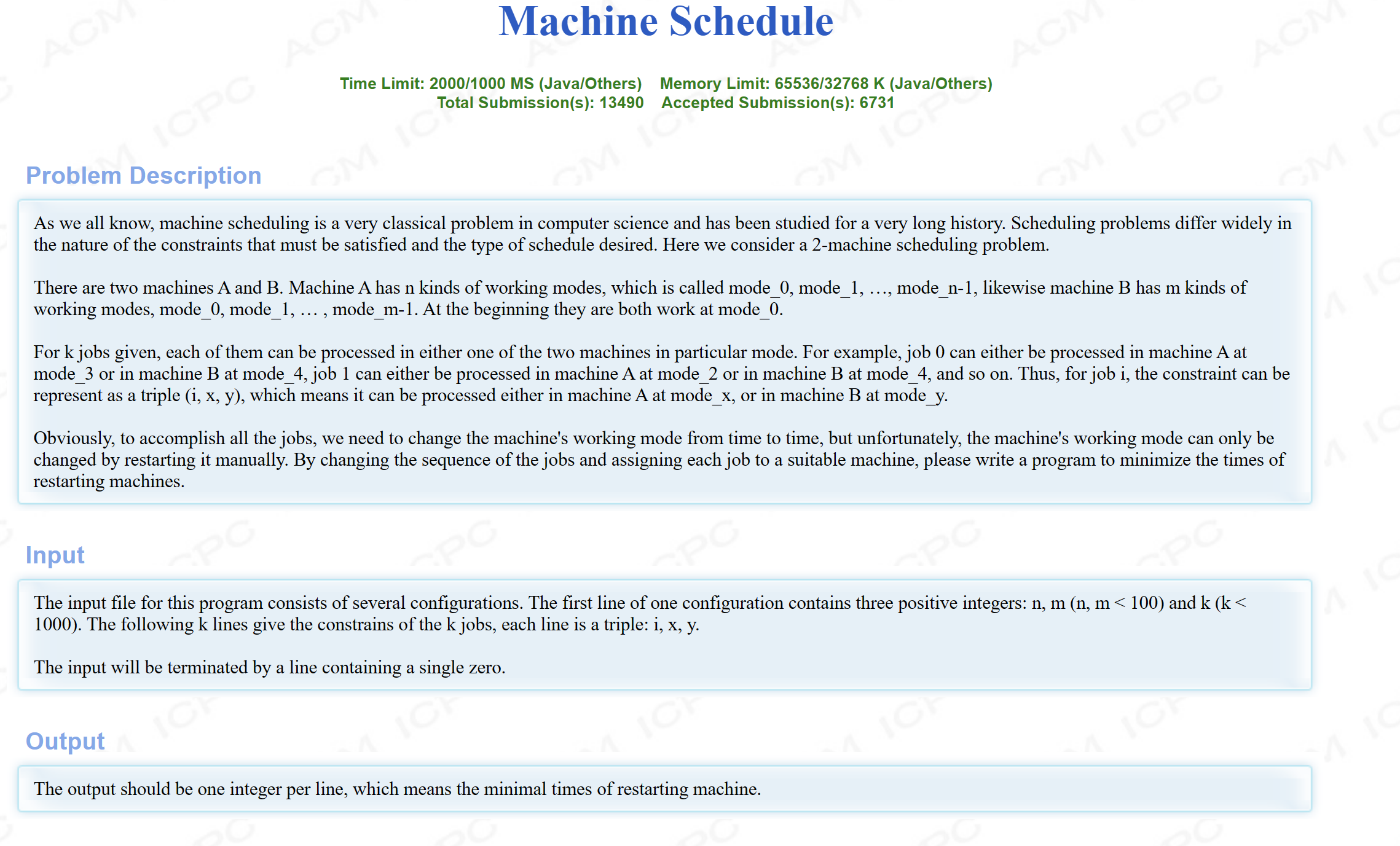 Hdu1150 Machine Schedule【二分图最大匹配、最小点覆盖】