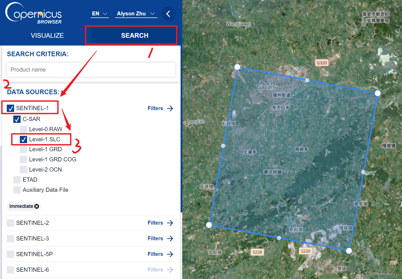 哥白尼数据中心下载Sentinel 1(哨兵1号)SLC影像-CSDN博客