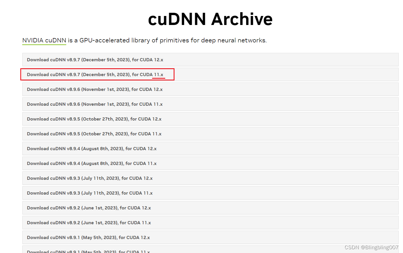https://developer.nvidia.com/rdp/cudnn-archive#a-collapse897-118 cuDNN下载网址