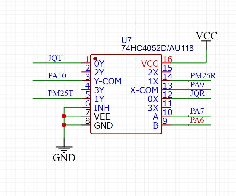 【单片机】74HC4052电路图，单片机端口复用电路