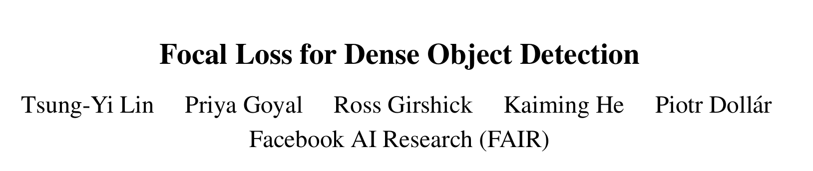 RetinaNet：Focal Loss for Dense Object Detection（CVPR2018）