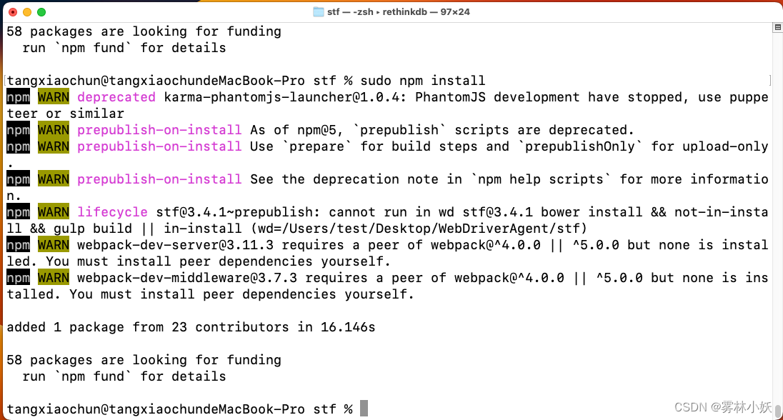 Failed at the phantomjs-prebuilt@2.1.16 install script.