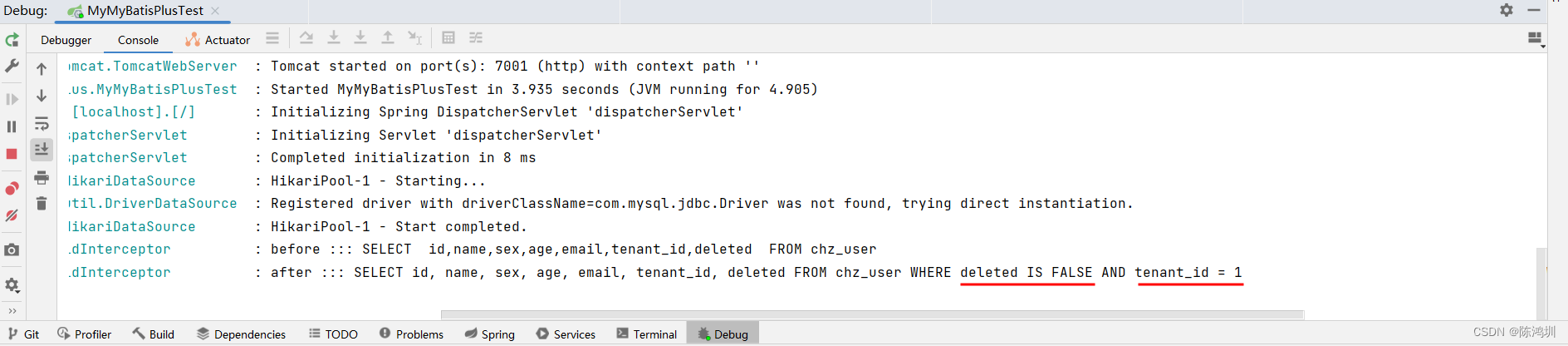 java：mybatis查询时自动添加tenantId和deleted查询条件